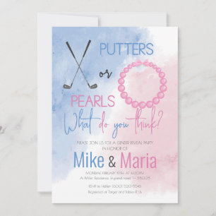 Putters of Pearls onthullen genderuitnodiging Kaart