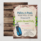 Putters or Pearls gender onthullen uitnodigingen (Voorkant / Achterkant)