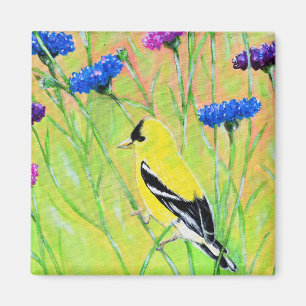 Puttertje in wilde bloemen Schilderij Magneet