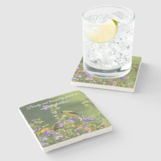 Puttertje op een Blauwe Klokjes Bloem Stenen Onderzetter