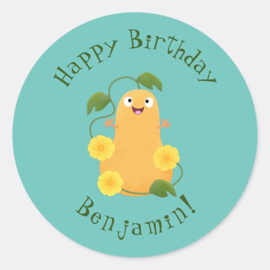 Puttertuinpompoen cartoon ronde sticker (Voorkant)