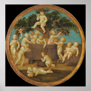 Putti avec presse à vin - Raphael Poster d'art