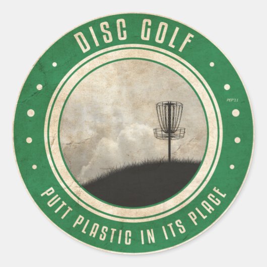 Puttplastic op zijn plaats ronde sticker (Voorkant)