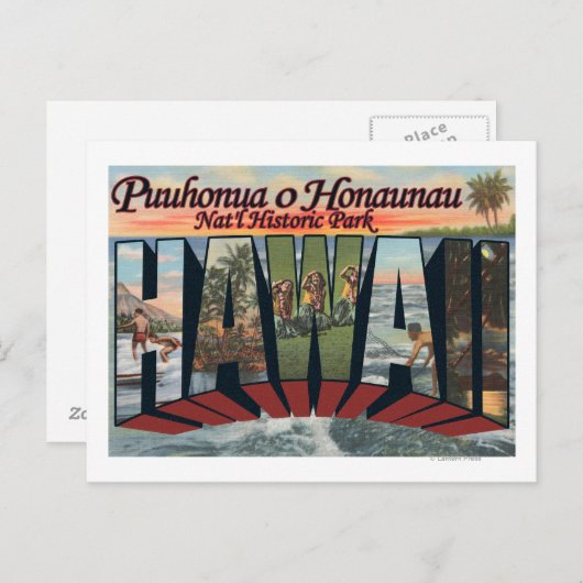 Puuhonua o Honaunau Park, Hawaii Briefkaart (Voorkant / Achterkant)