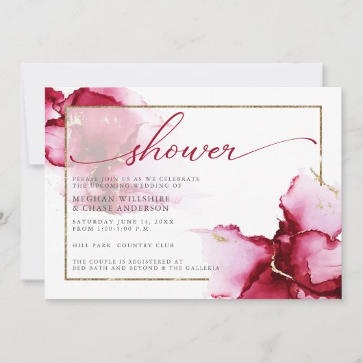 Puur karmozijnroze abstract waterverfschilderij kaart (Voorkant)