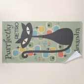 Puur Retro Black Cat Mid Century Strandlaken (Voorkant)