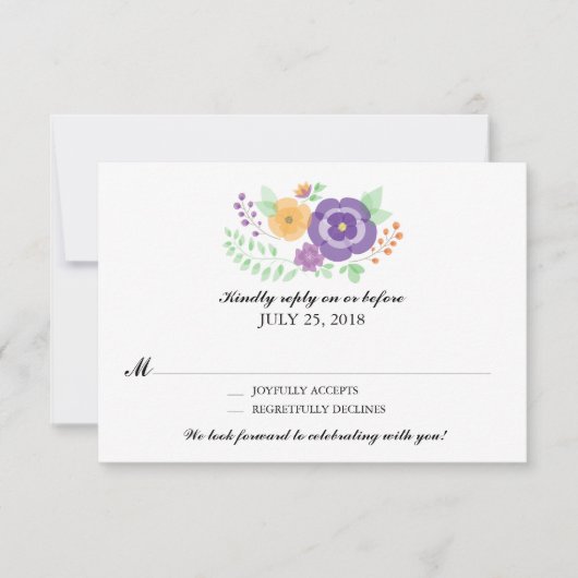 Puur Zomerbloemen | Huwelijks RSVP Kaartje (Voorkant)