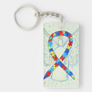 Puzle Awareness Ribbon Angel Gepersonaliseerd Bela Sleutelhanger