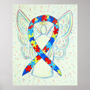 Puzle Awareness Ribbon Angel Poster Art Print