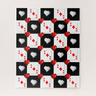 Puzles Ace Diamonds, speelkaarten, rood hart Legpuzzel