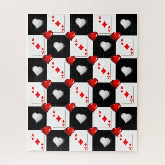 Puzles Ace Diamonds, speelkaarten, rood hart Legpuzzel (Verticaal)