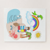 Puzles Beach Fun Bum Rainbow Octopus Sun Legpuzzel (Horizontaal)