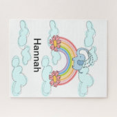 Puzles Blue Elephant Clouds Floral Legpuzzel (Horizontaal)