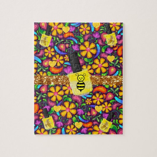 Puzles Floral Yellow Bumblebee bloemen Legpuzzel (Verticaal)