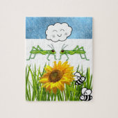 Puzles Grasshopping bee Grass Clouds Legpuzzel (Verticaal)
