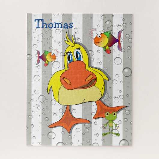 Puzles Gray & White Stripe Fish Duck Legpuzzel (Verticaal)