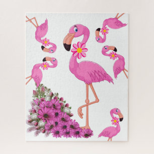 Puzles Pink Flamingo Floral Legpuzzel