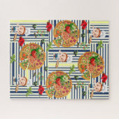 Puzles Pizza Party Blue & White Stripe Legpuzzel (Horizontaal)