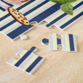 Puzles Pizza Party Blue & White Stripe Legpuzzel (Zijkant)