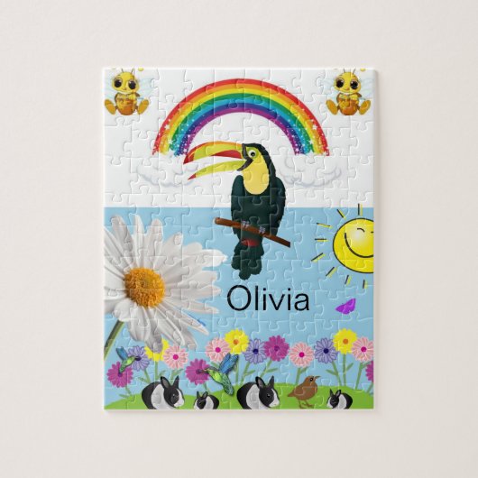 Puzles Rainbow Parrots Rabbits Sun Floral Legpuzzel (Verticaal)