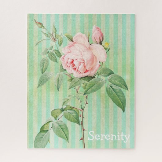 Puzles roze roze roze bloemen groen en witte stree legpuzzel (Verticaal)