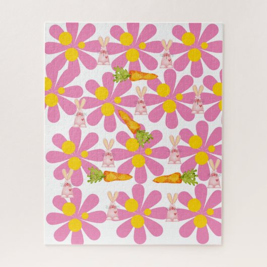 Puzles Spring Carrots Bunny Rabbit Floral Legpuzzel (Verticaal)