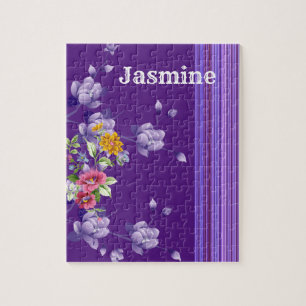 Puzles Stripe Paarse Floral Legpuzzel