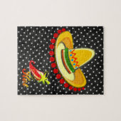 Puzles White Black Polkadot Sombrero Peppers Legpuzzel (Horizontaal)