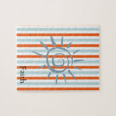 Puzles White en Oranje Stripe Sun Legpuzzel (Horizontaal)