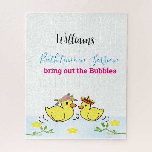 Puzles Yellow Ducks Floral Bath time Legpuzzel (Verticaal)