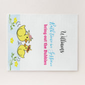 Puzles Yellow Ducks Floral Bath time Legpuzzel (Horizontaal)