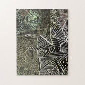 puzzel " Abstract met de wolf " (Verticaal)