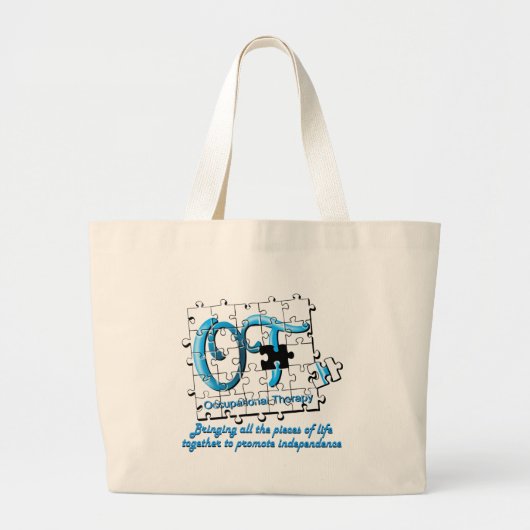 puzzel aqua grote tote bag (Voorkant)