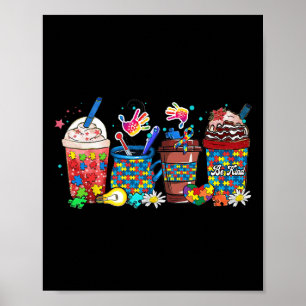 Puzzel Autisme Awareness Day Coffee Latte Cups Cof Poster