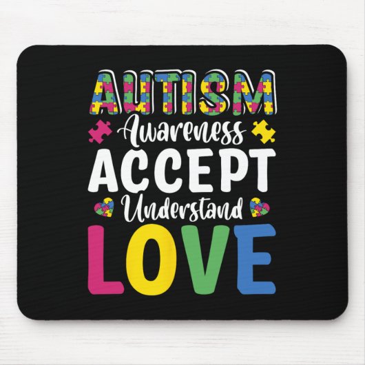 Puzzel Autisme Bewustzijn Accepteer Begrijp Liefde Muismat (Voorkant)