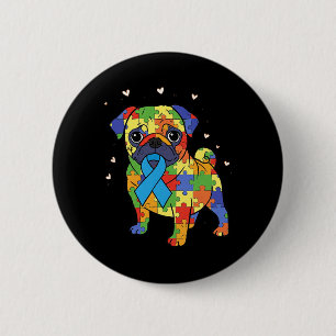 Puzzel Autisme Bewustzijn Autistische Hond Vrouwen Ronde Button 5,7 Cm