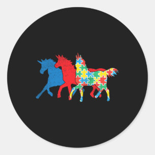 Puzzel Blauw Rood Autisme Bewustzijn Asl Meisjes J Ronde Sticker