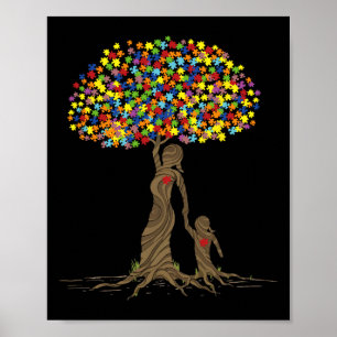 Puzzel boom liefde mam en autistische dochter auti poster