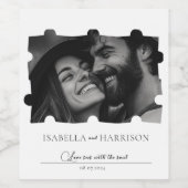 Puzzel collage foto bruiloft zwart en wit wijn etiket (Enkel label)