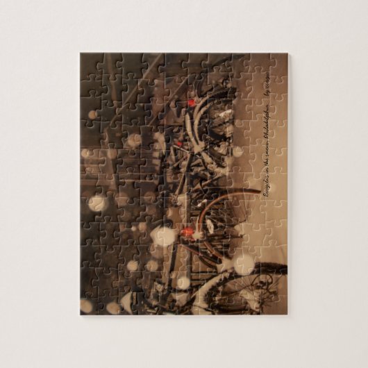 Puzzel: fietsen in de sneeuw legpuzzel (Verticaal)