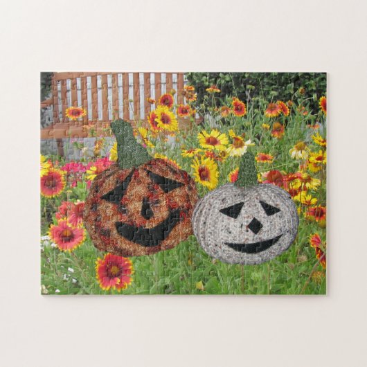 Puzzel - Jack O Lanterns tussen de Bloemen (Horizontaal)