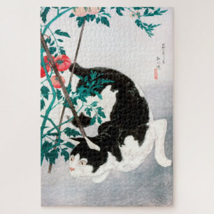 PUZZEL: JAPANESE WOODBLOCK : Kat met tomaat Legpuzzel