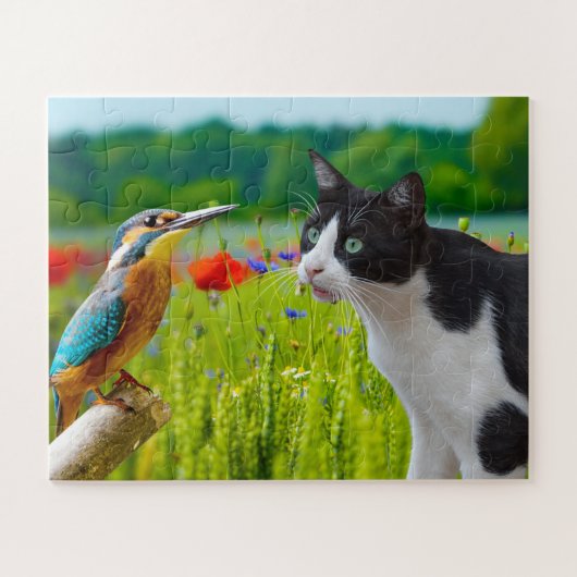 Puzzel-Kat & Vogel Legpuzzel (Horizontaal)