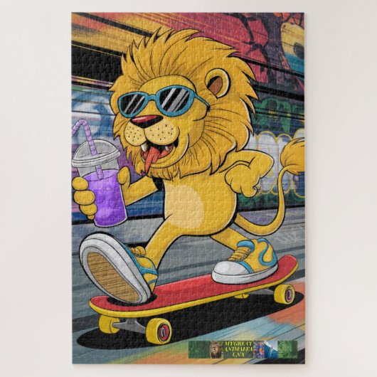 Puzzel León Mark 2, op zijn skateboard. (Verticaal)