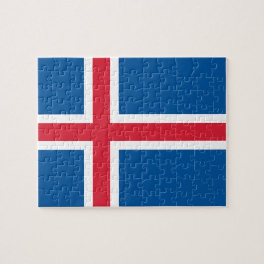 Puzzel met de vlag van IJsland (Horizontaal)