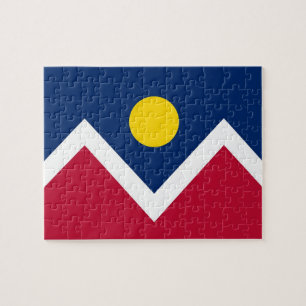 Puzzel met vlag van Denver City, Colorado State