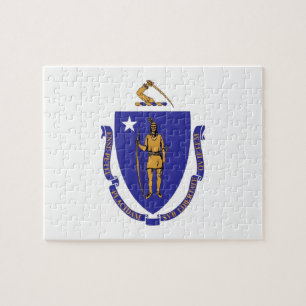 Puzzel met vlag van Massachusetts State