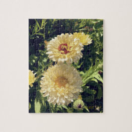 Puzzel met vrolijke gele bloemen.