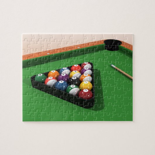 Puzzel: Pool Balls on Green Felt Legpuzzel (Horizontaal)