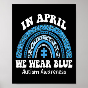 Puzzel Regenboog In April dragen we Blauwe Autisme Poster